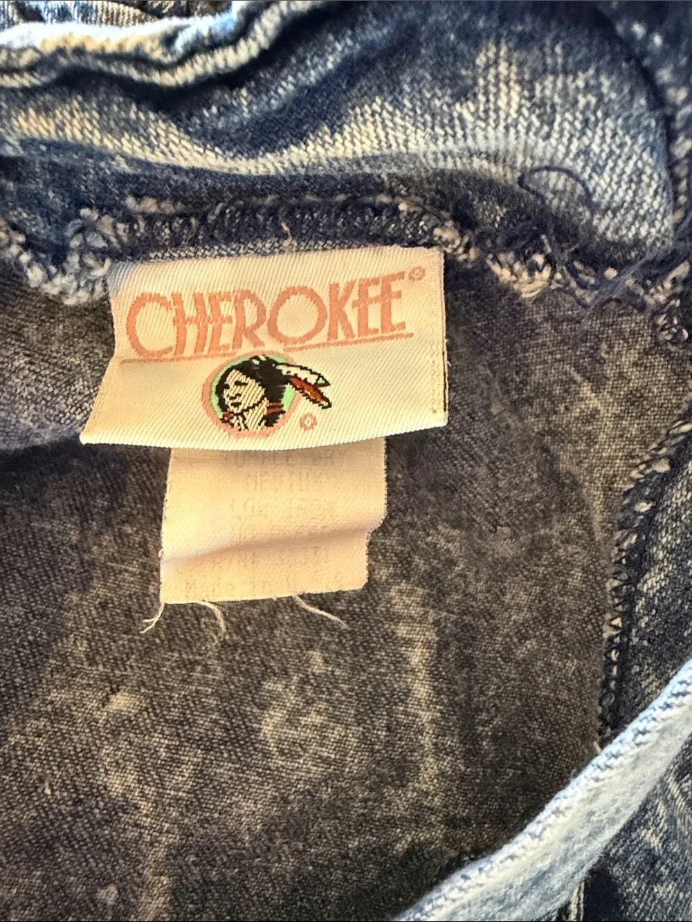 Vintage 80s Cherokee Girls Acid-Wash Denim Dress Western No Belt M